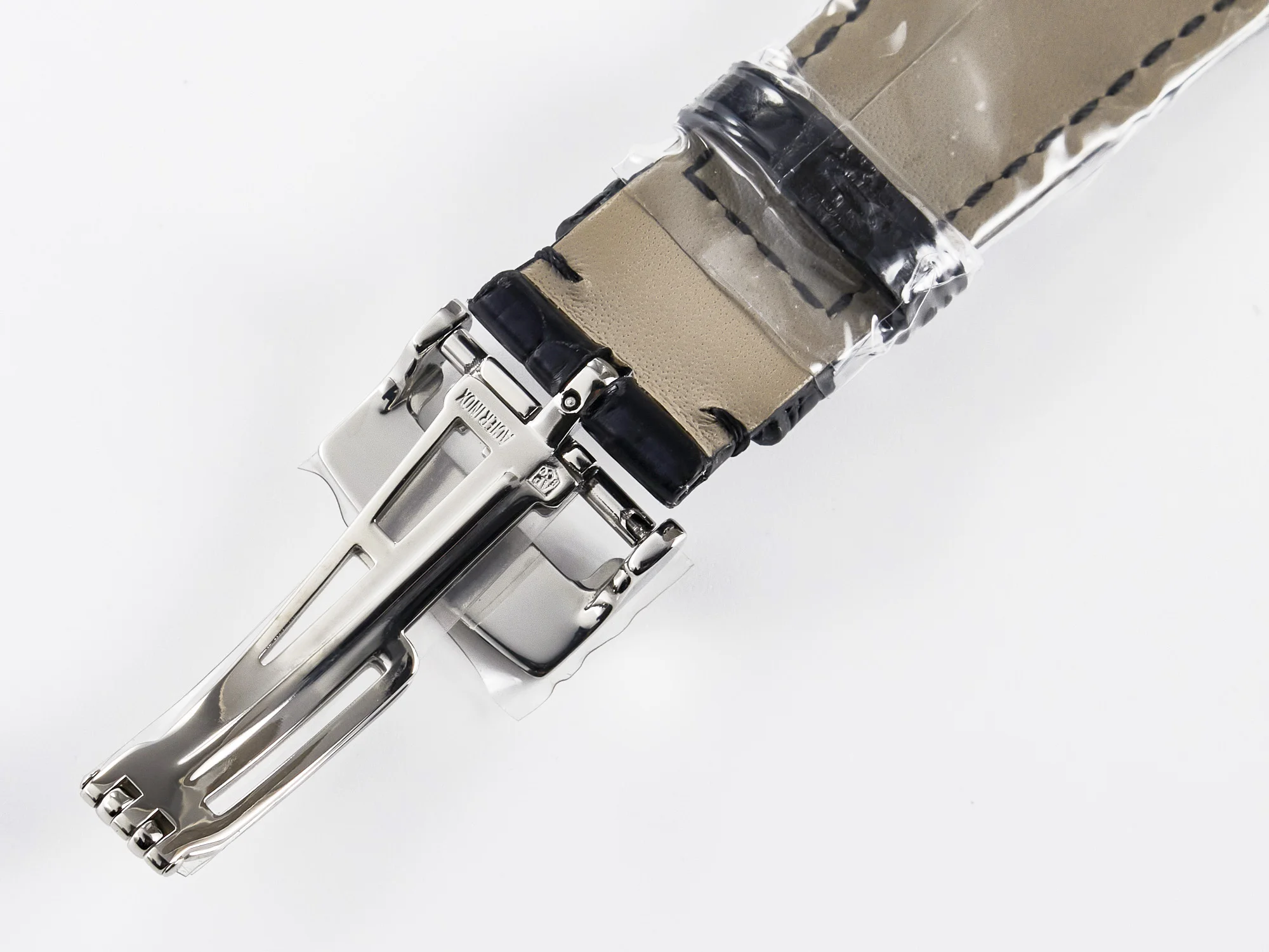 Royal Oak Offshore Ladies 33mm SS DRF Best Edition Black Dial Diamonds Bezel on Black Leather Strap ETA Quartz