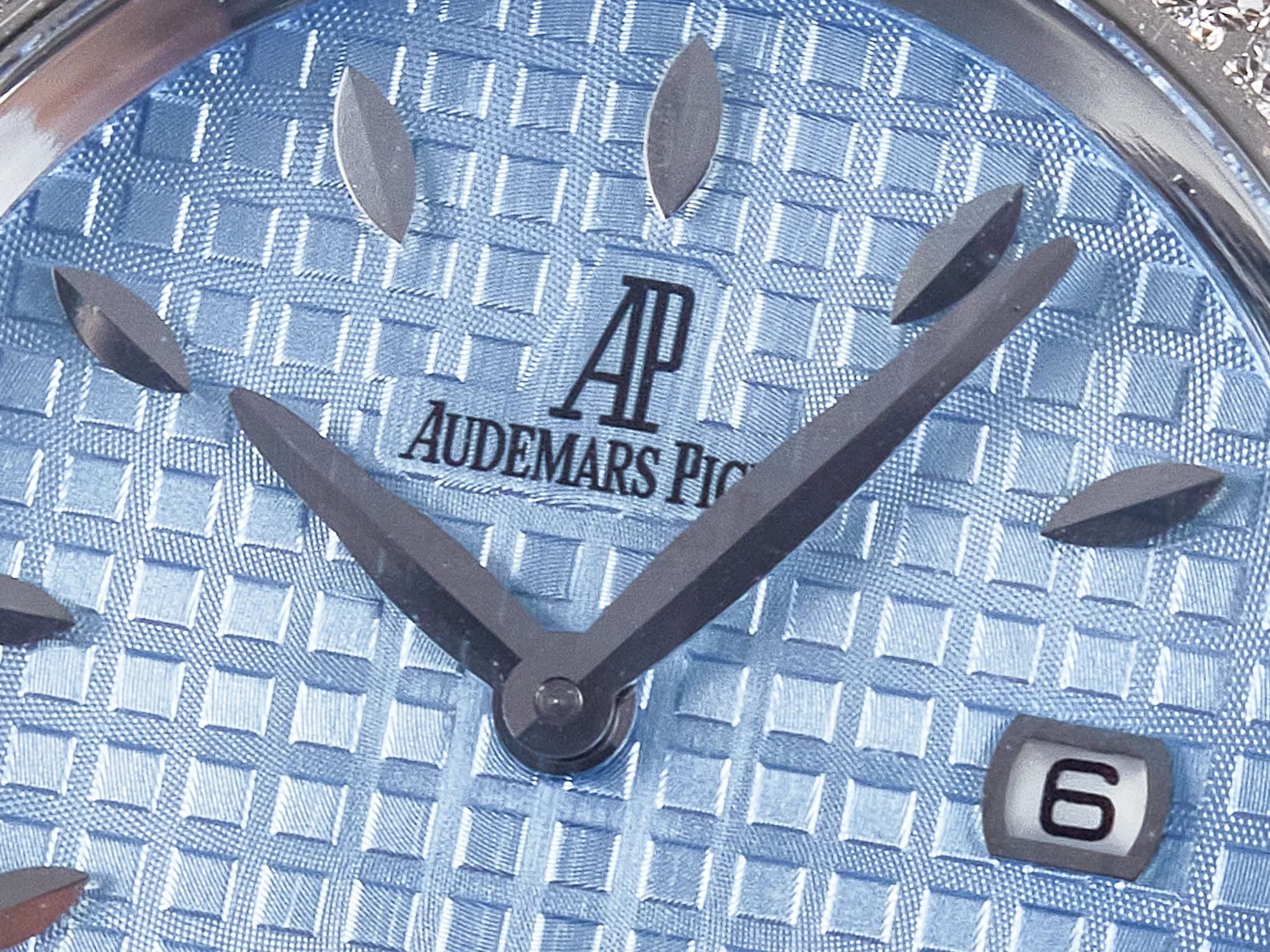 Royal Oak Offshore Ladies 33mm SS DRF Best Edition Blue Dial Diamonds Bezel on Blue Leather Strap ETA Quartz