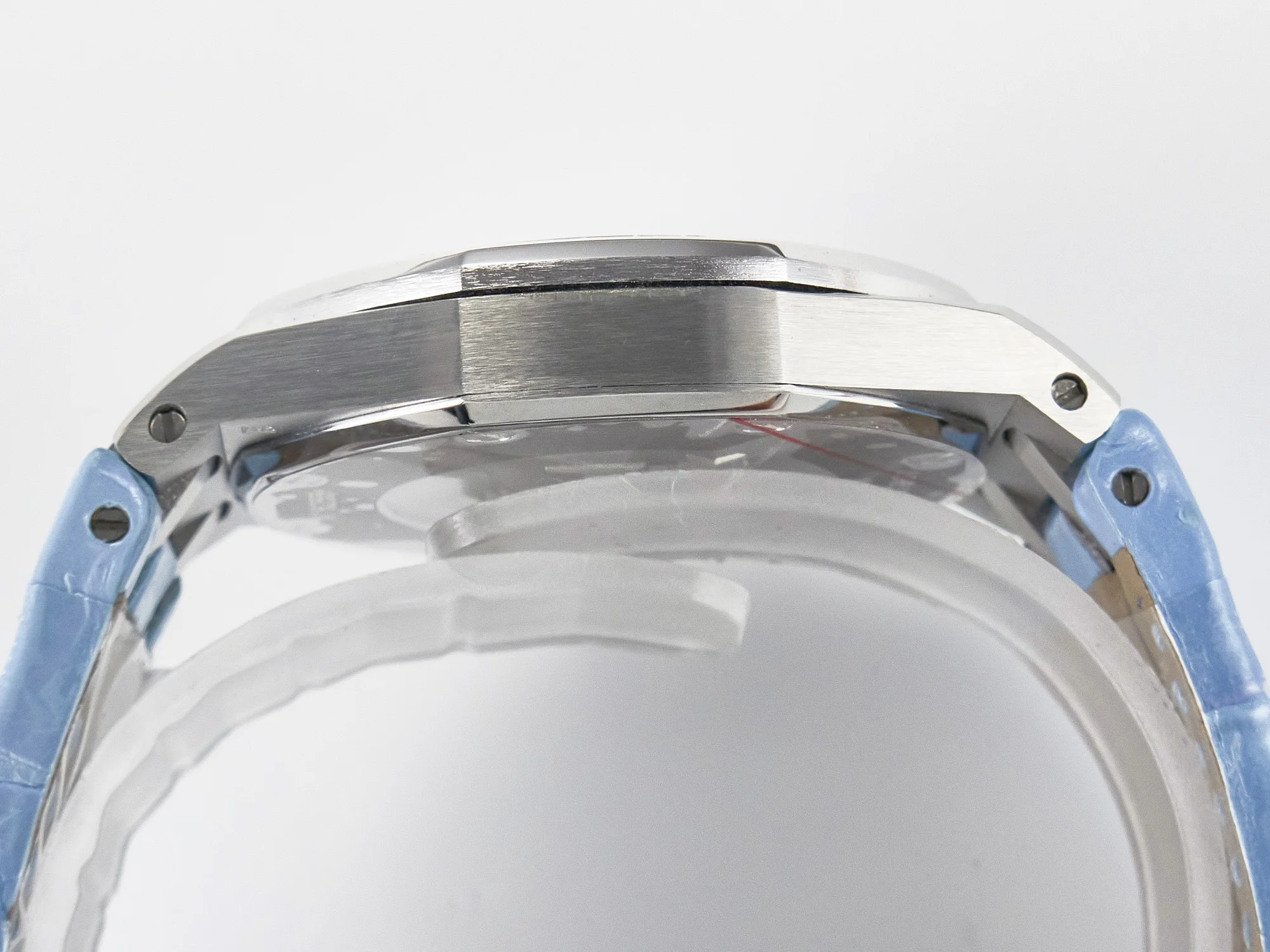 Royal Oak Offshore Ladies 33mm SS DRF Best Edition Blue Dial Diamonds Bezel on Blue Leather Strap ETA Quartz