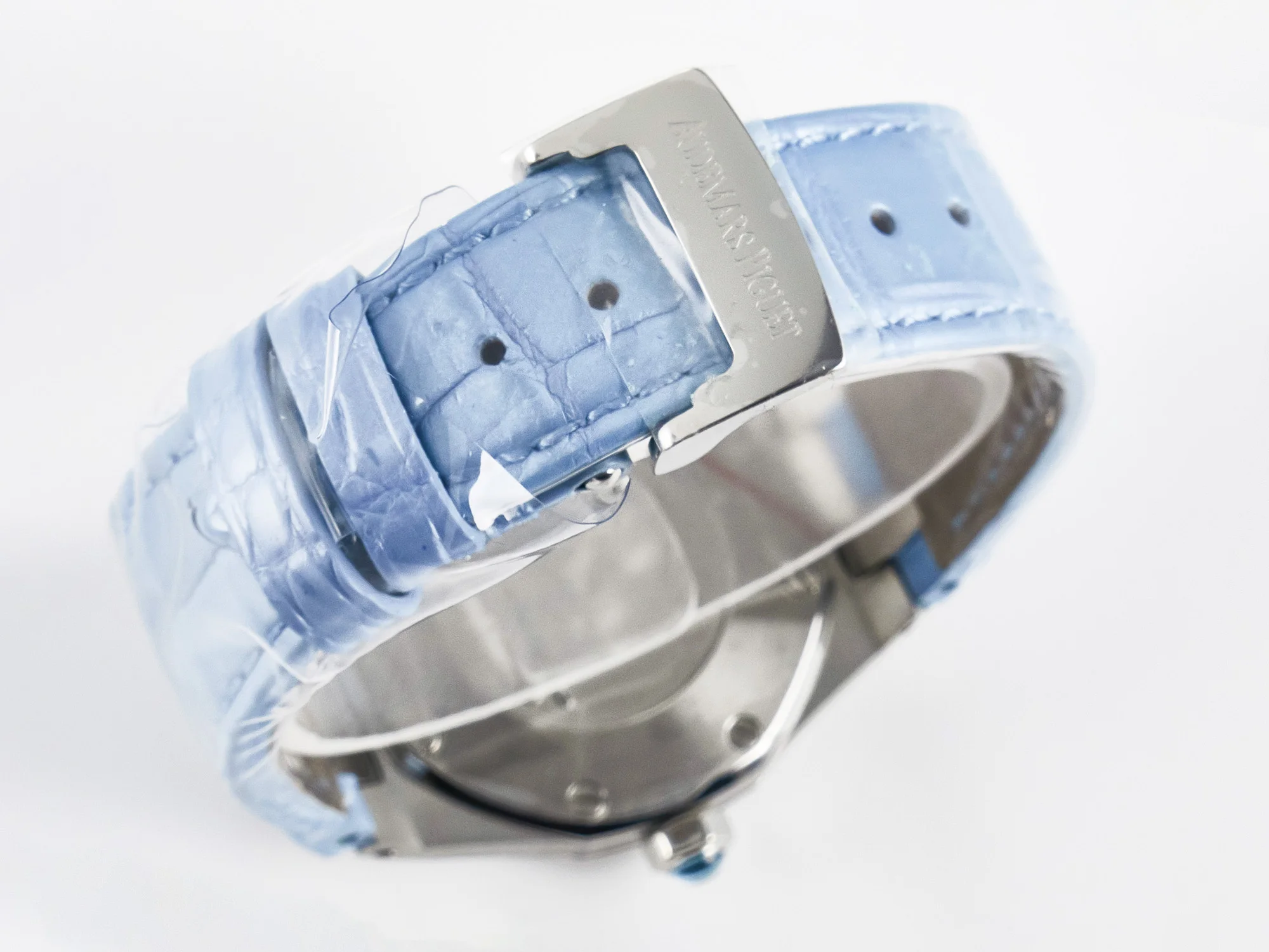 Royal Oak Offshore Ladies 33mm SS DRF Best Edition Blue Dial Diamonds Bezel on Blue Leather Strap ETA Quartz