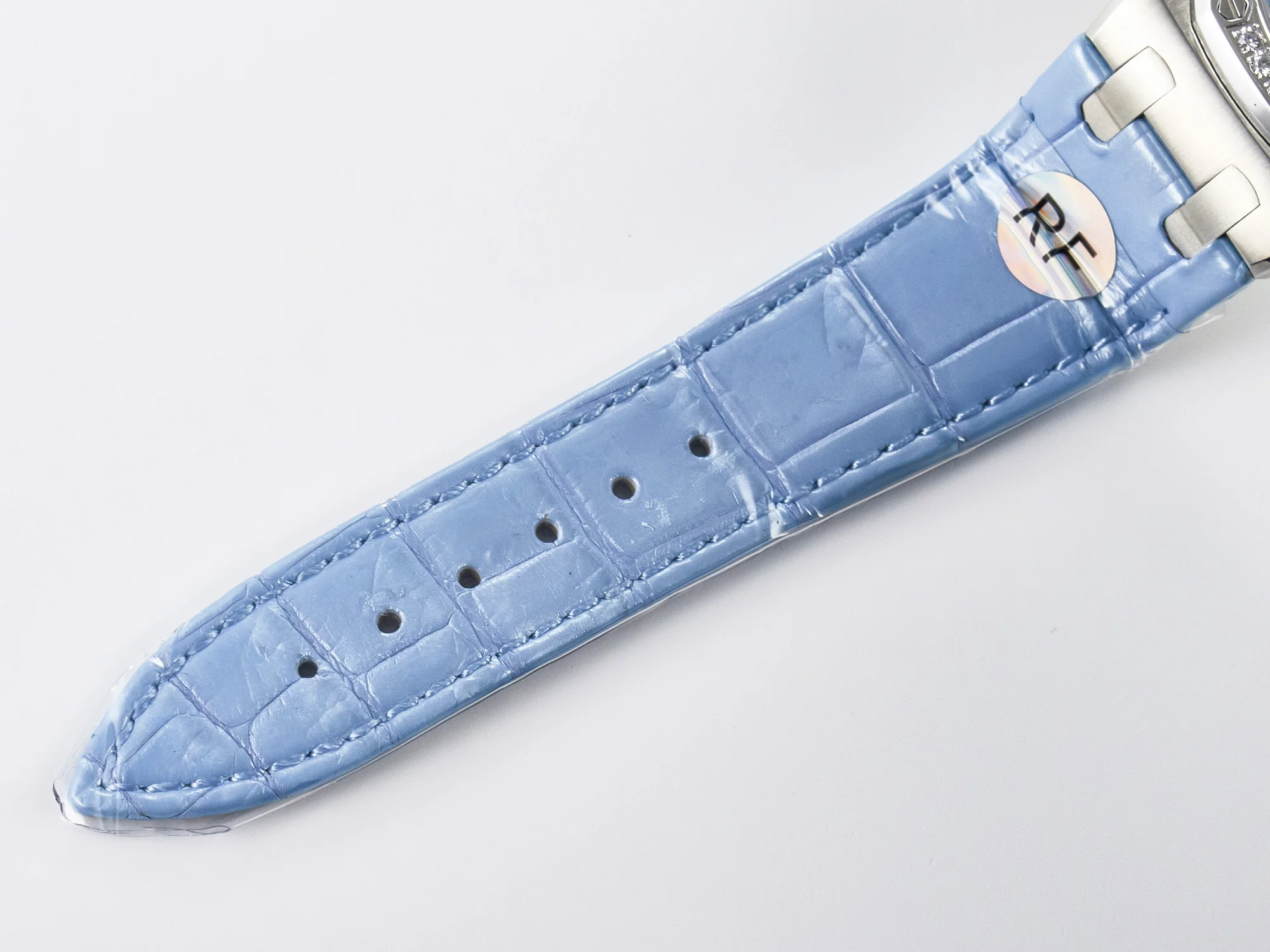 Royal Oak Offshore Ladies 33mm SS DRF Best Edition Blue Dial Diamonds Bezel on Blue Leather Strap ETA Quartz