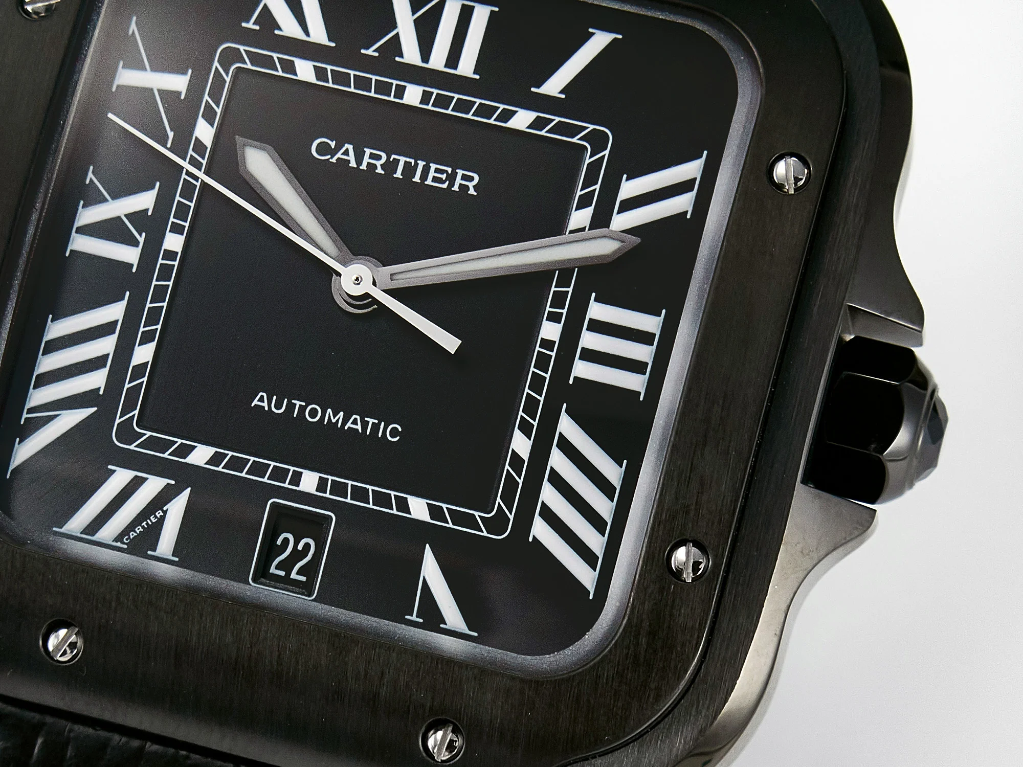 Santos de Cartier 40mm 2018 BVF 1:1 Best Edition Black Dial on Black Leather Strap MIYOTA 9015