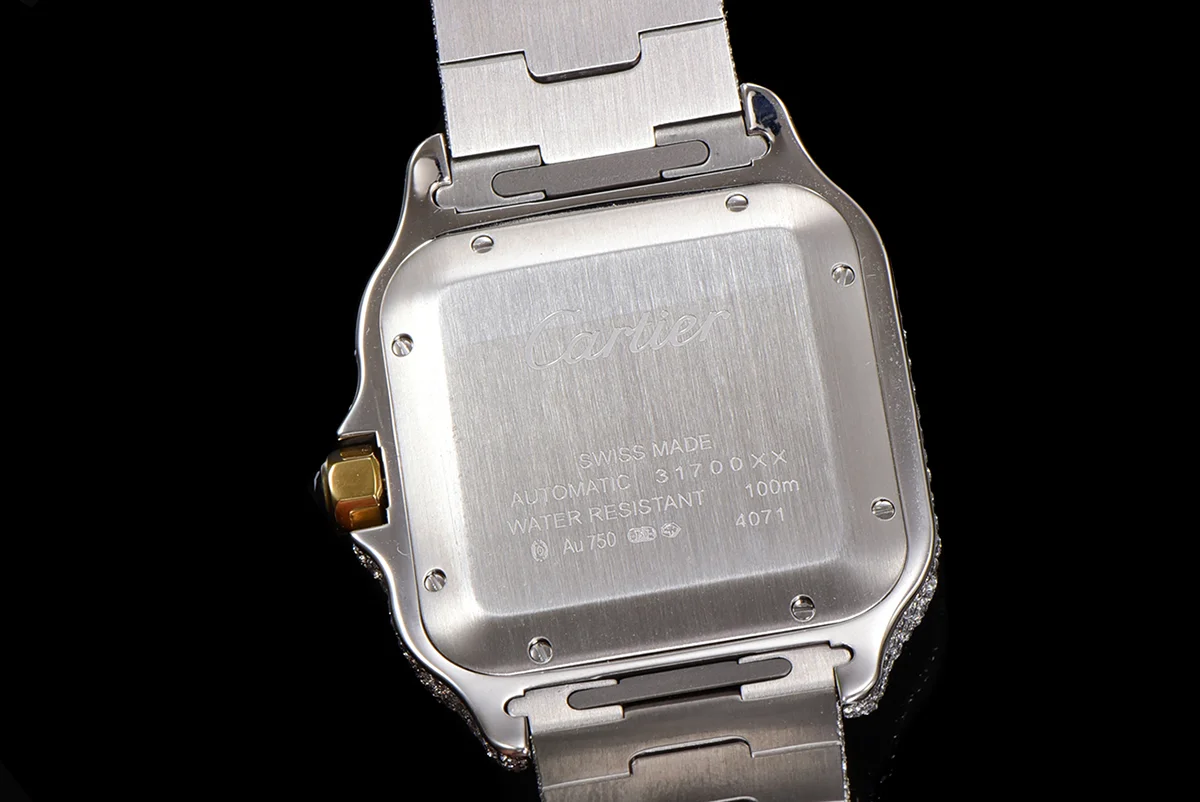 Santos de Cartier 40mm Diamond Paved Dial with Arabic Markers in Steel/Yellow Gold