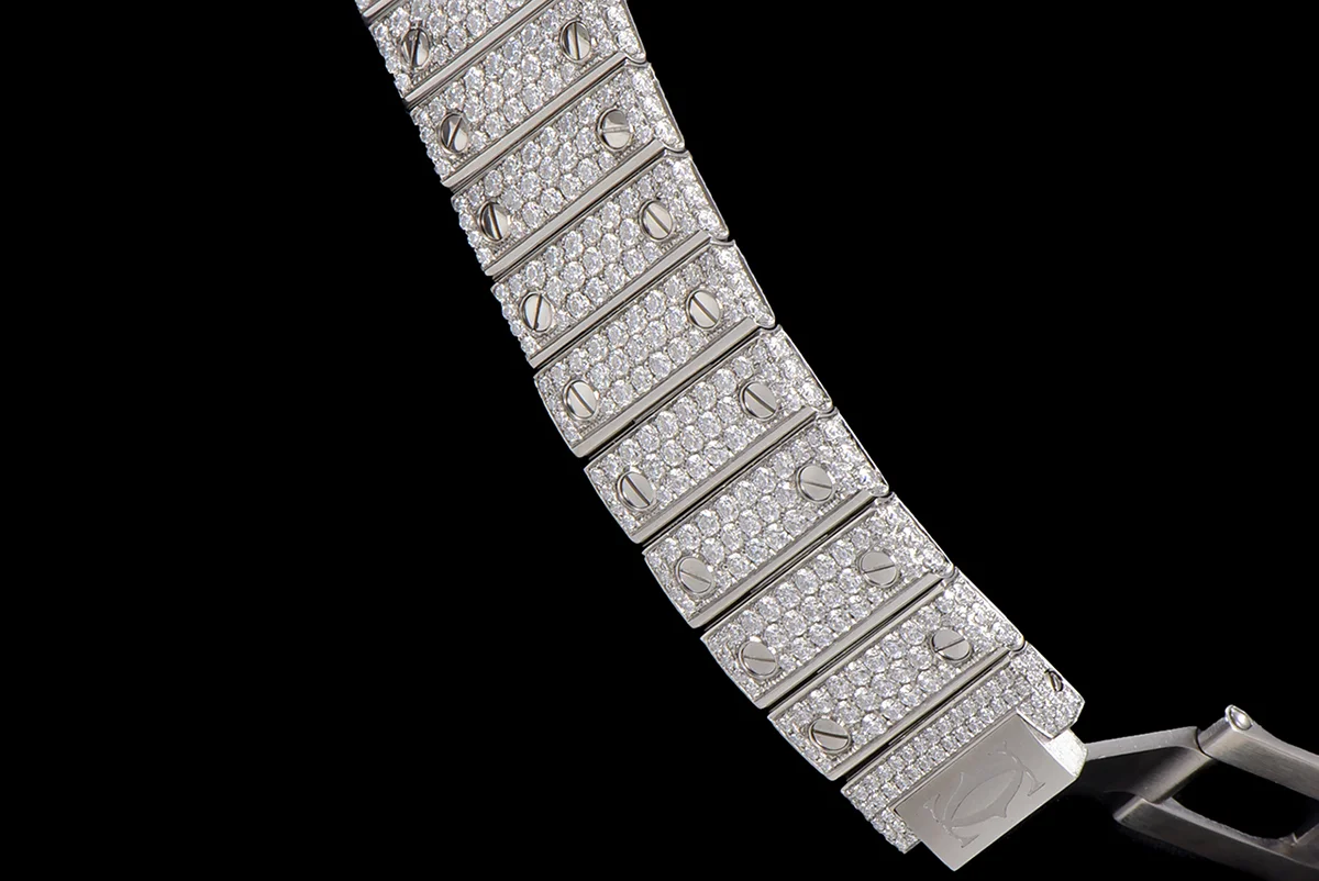Santos de Cartier 40mm Diamond Paved Dial with Arabic Markers in Steel