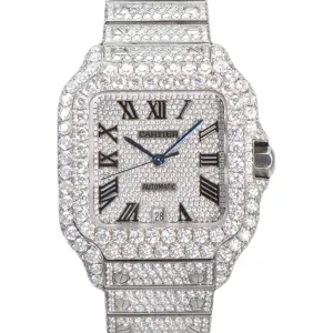 Santos de Cartier 40mm Diamond Paved Dial with Roman Markers in Steel