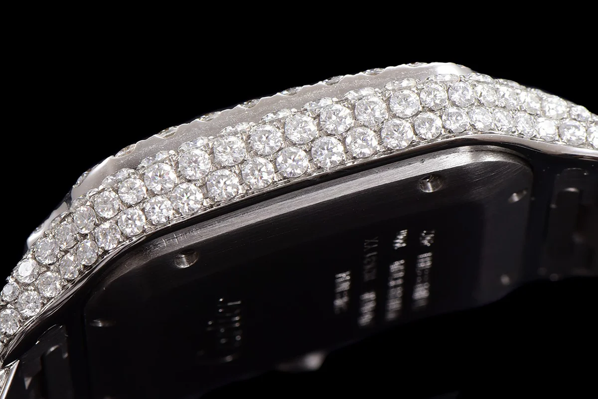 Santos de Cartier 40mm Diamond Paved Dial with Roman Markers in Steel