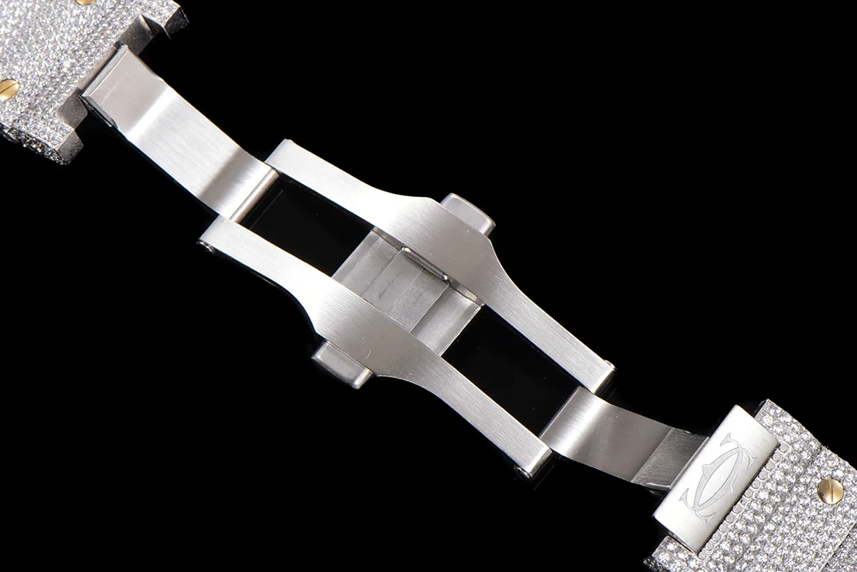 Santos de Cartier 40mm Diamond Paved Dial with Roman Markers in Steel/Rose Gold