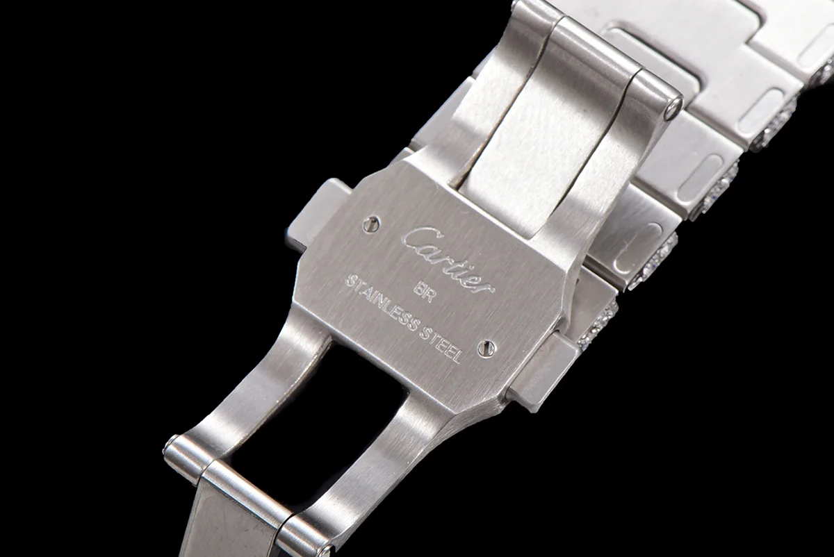 Santos de Cartier 40mm Diamond Paved Dial with Roman Markers in Steel