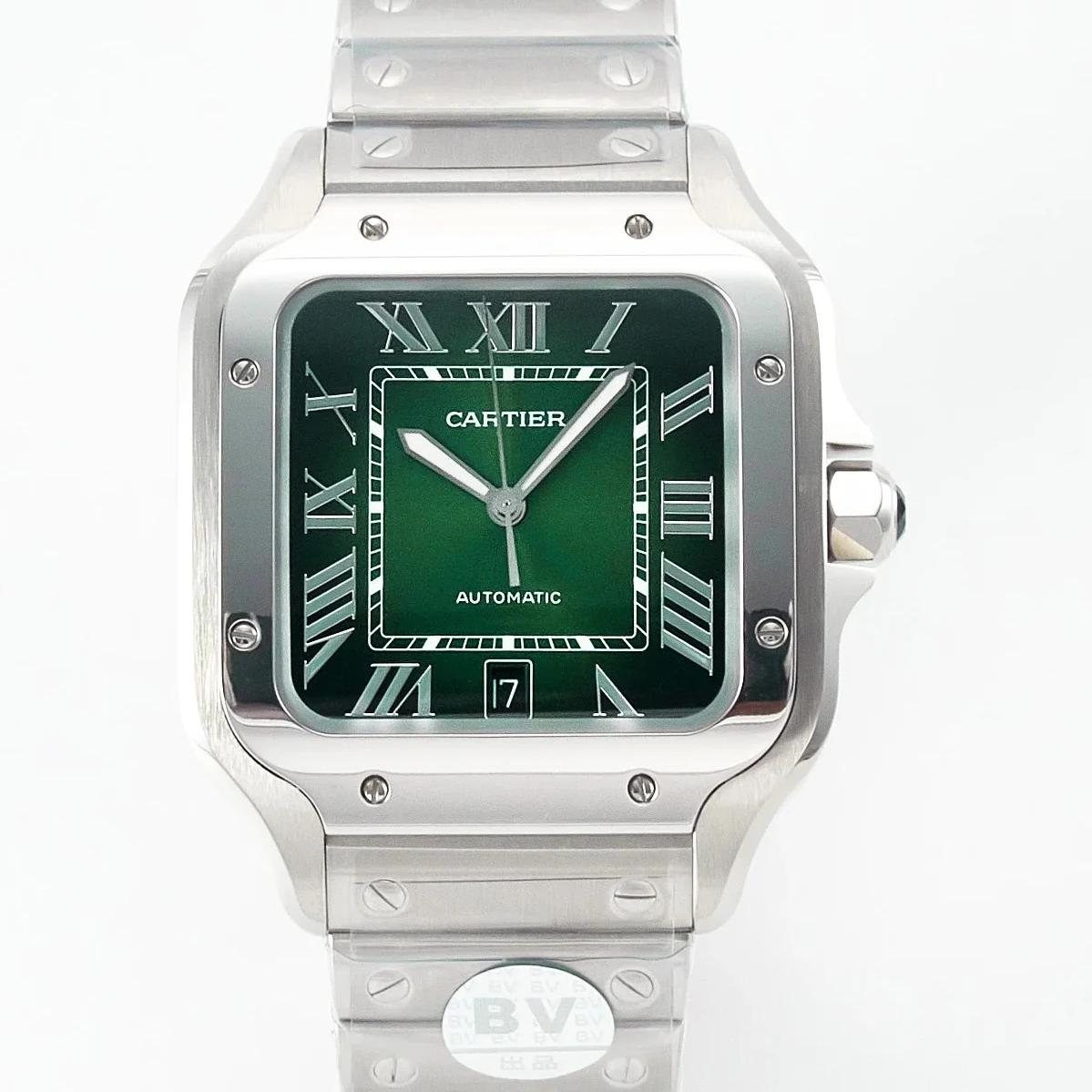 Santos de Cartier 40mm SS 2018 BVF 1:1 Best Edition Green Dial on SS SmartLinks Bracelet MIYOTA 9015 V2