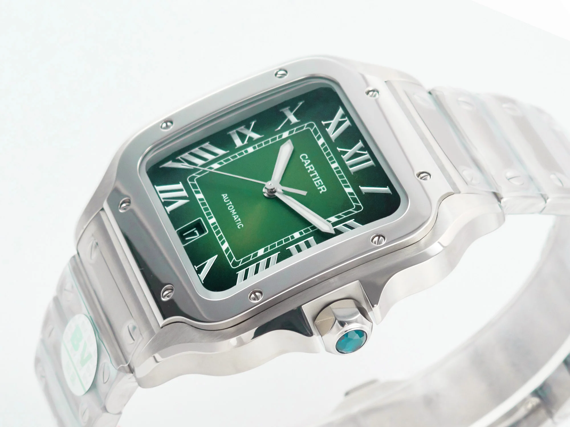 Santos de Cartier 40mm SS 2018 BVF 1:1 Best Edition Green Dial on SS SmartLinks Bracelet MIYOTA 9015 V2