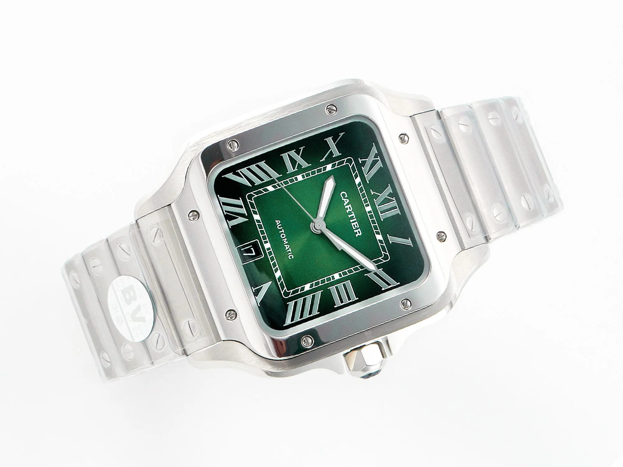 Santos de Cartier 40mm SS 2018 BVF 1:1 Best Edition Green Dial on SS SmartLinks Bracelet MIYOTA 9015 V2