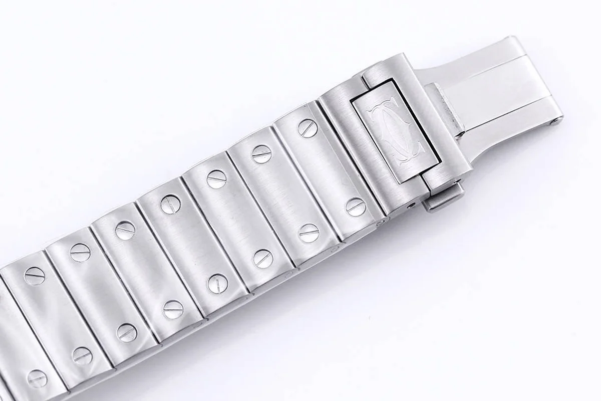 Santos De Cartier Watch Skeleton Dial with Diamond Bezel in Steel