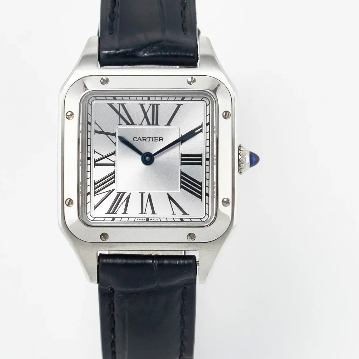 Santos Dumont 27.5mm IWSF Best Edition Silver Dial on Black Leather Strap Quartz