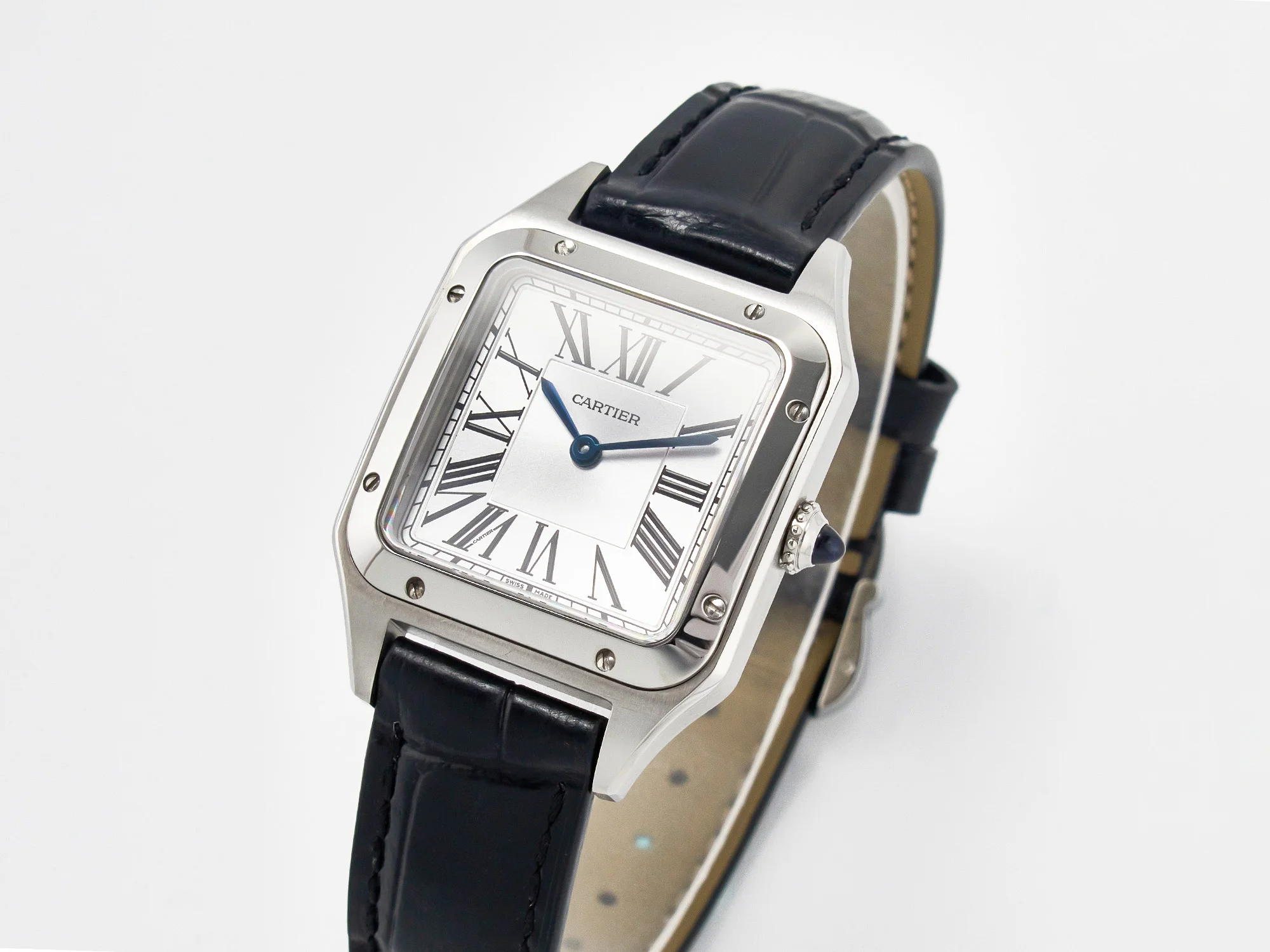 Santos Dumont 27.5mm IWSF Best Edition Silver Dial on Black Leather Strap Quartz