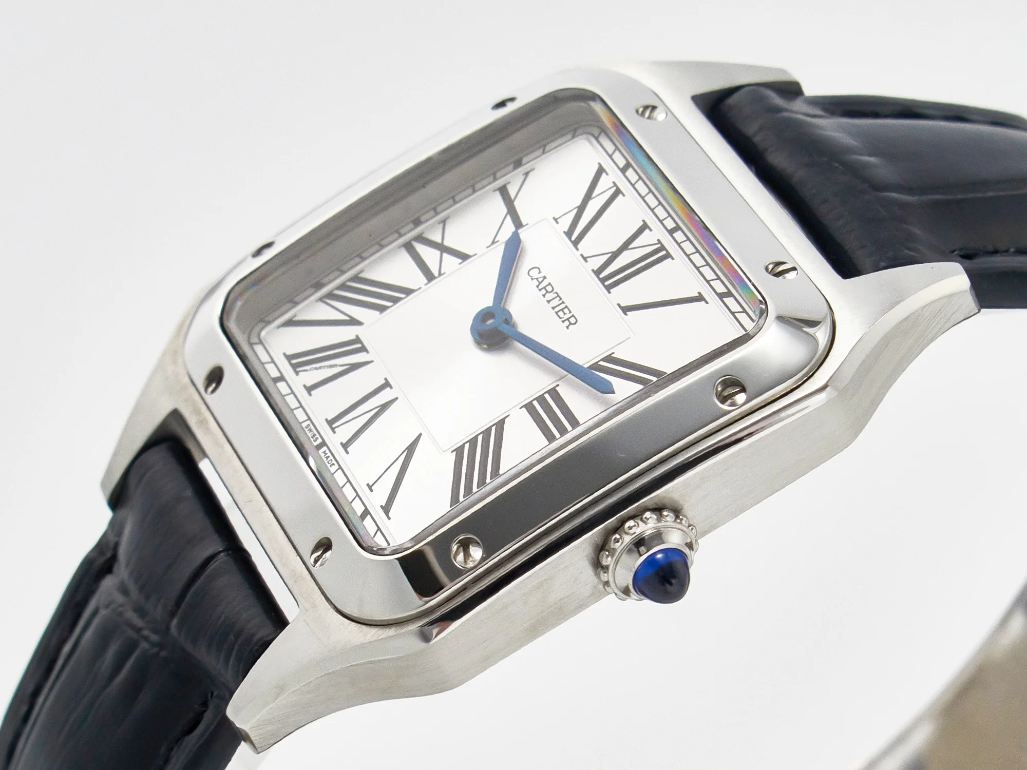 Santos Dumont 27.5mm IWSF Best Edition Silver Dial on Black Leather Strap Quartz