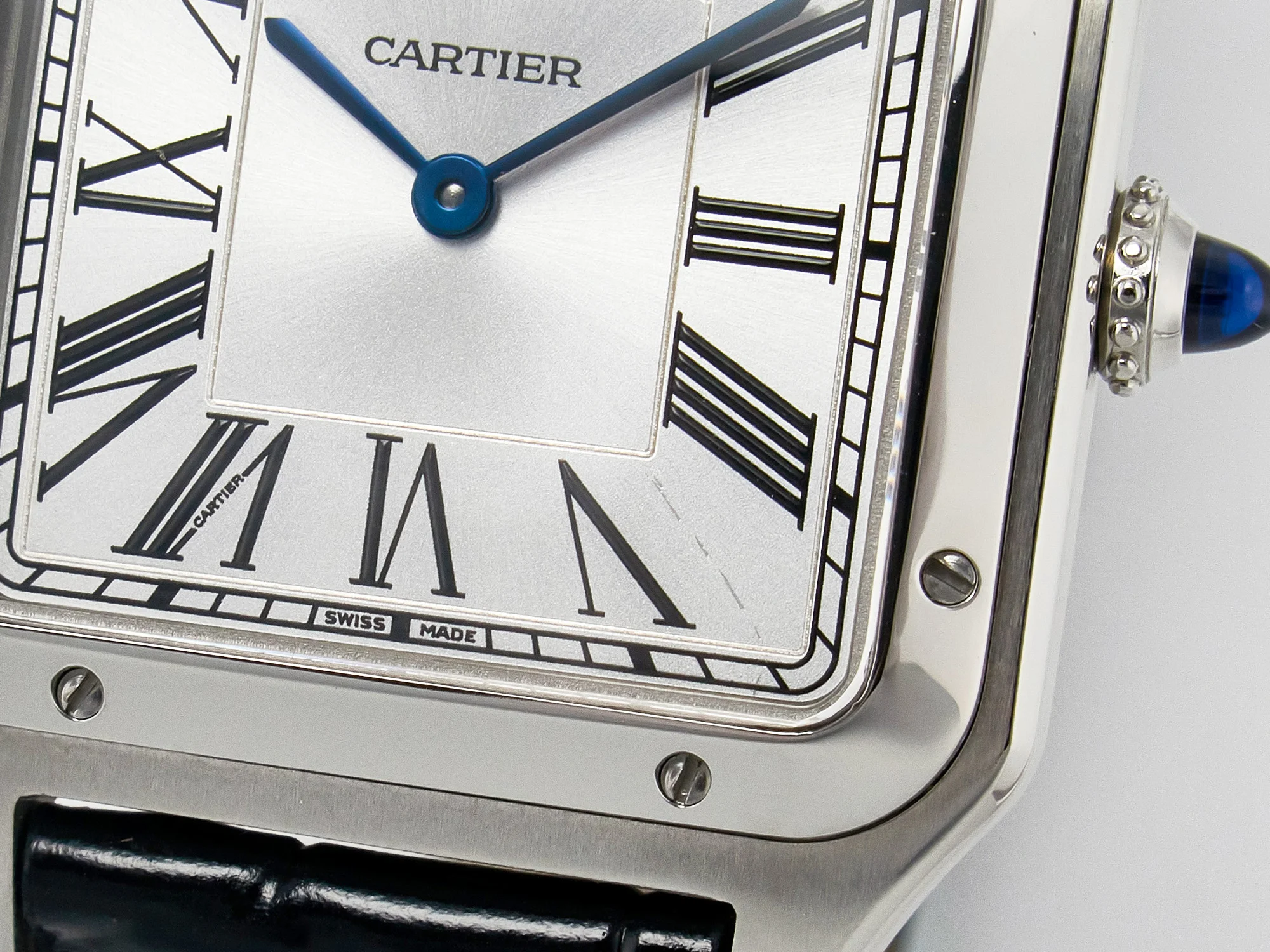Santos Dumont 31.4mm IWSF Best Edition Silver Dial on Black Leather Strap Quartz