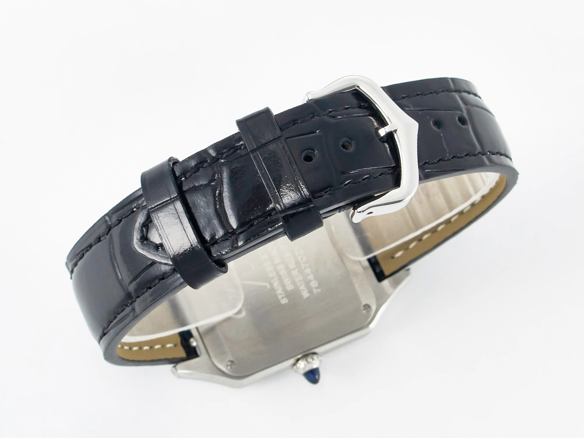 Santos Dumont 31.4mm IWSF Best Edition Silver Dial on Black Leather Strap Quartz