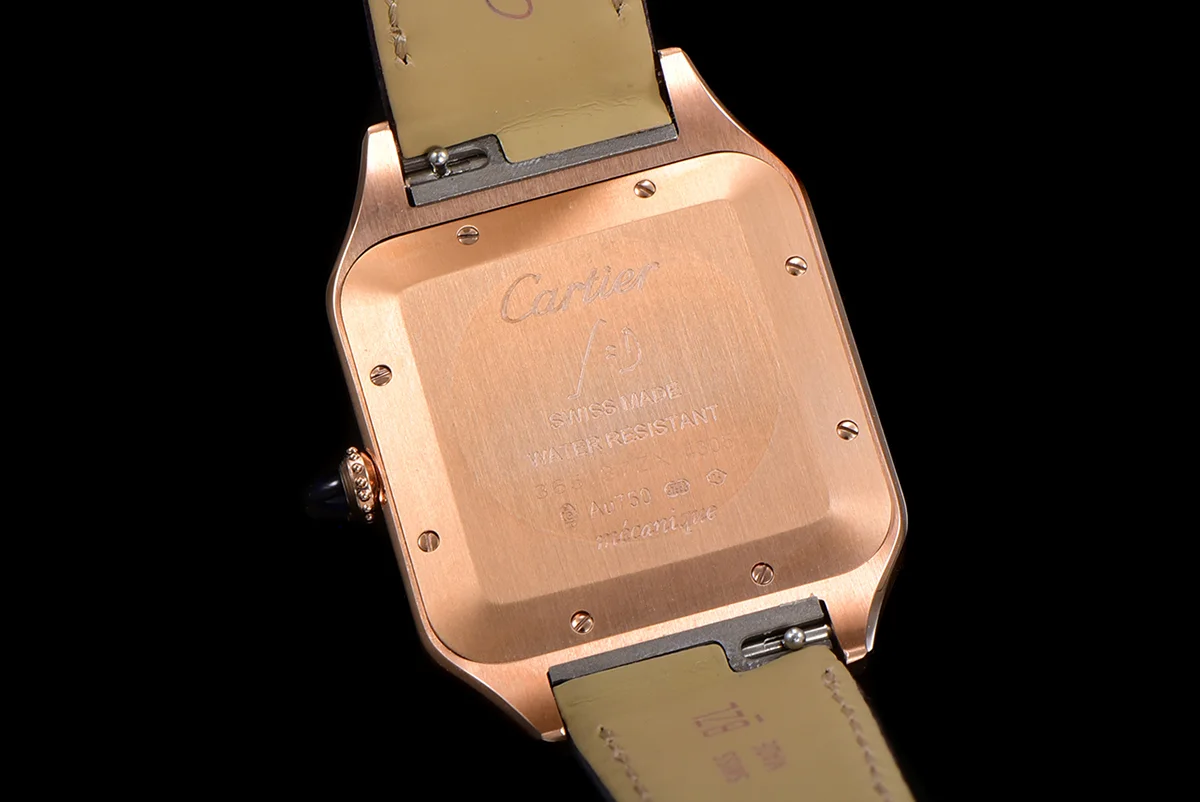 Santos-Dumont (Extra-Large) Silver Dial in Rose Gold on Purple Leather Strap Ref. WGSA0032