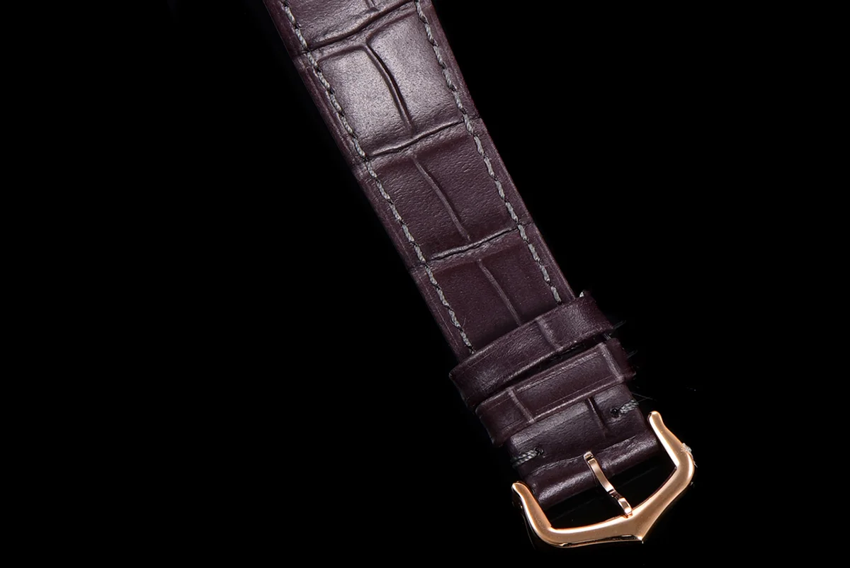 Santos-Dumont (Extra-Large) Silver Dial in Rose Gold on Purple Leather Strap Ref. WGSA0032