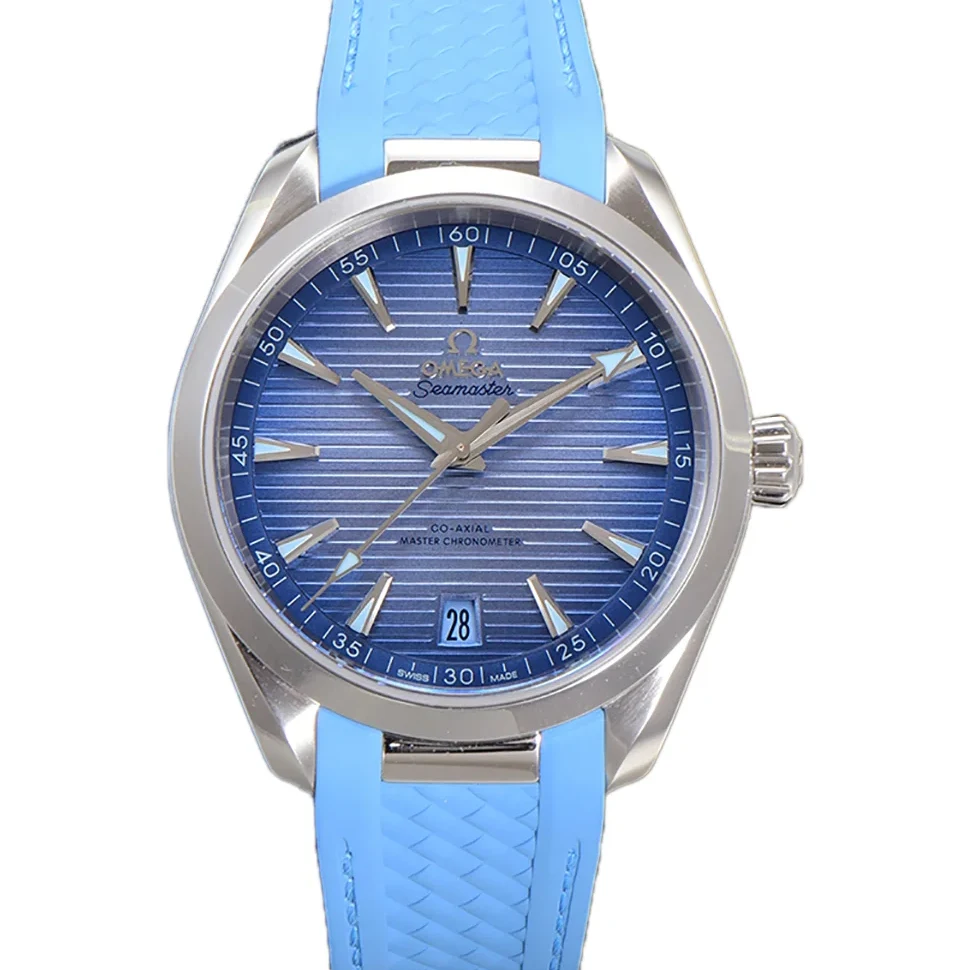 Seamaster Aqua Terra 150m Co-Axial Master Chronometer 41mm Light Blue Dial on Rubber Strap