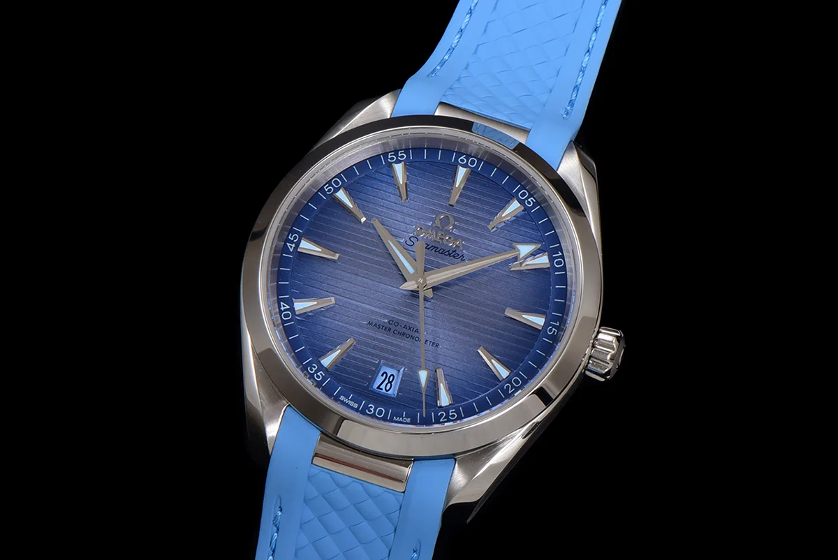 Seamaster Aqua Terra 150m Co-Axial Master Chronometer 41mm Light Blue Dial on Rubber Strap