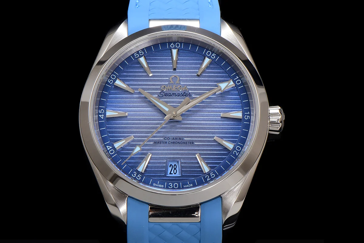 Seamaster Aqua Terra 150m Co-Axial Master Chronometer 41mm Light Blue Dial on Rubber Strap