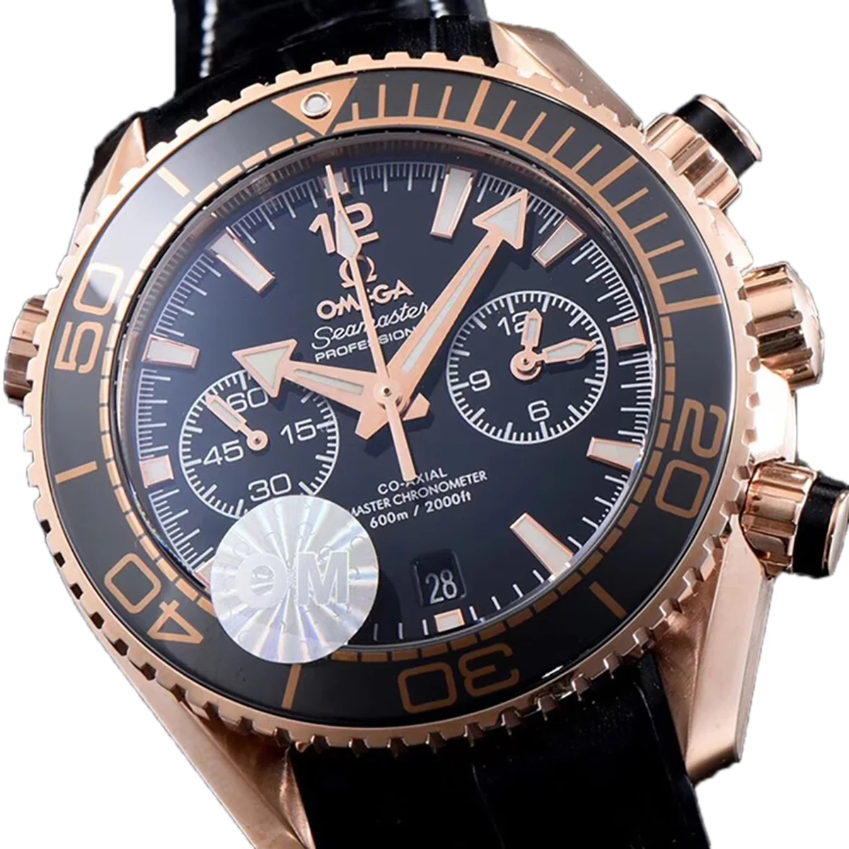 Seamaster Planet Ocean 600M 45.5mm Sedna™ Gold on Black Leather Strap