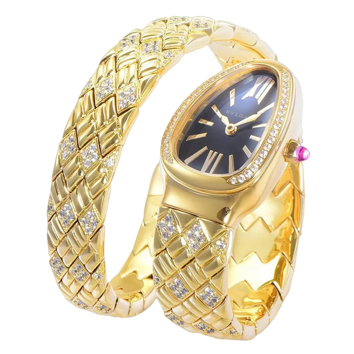 Serpenti Seduttori Watch Black Dial in Yellow Gold with Diamonds