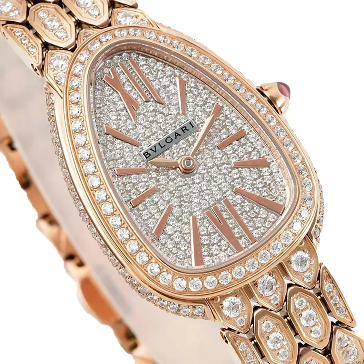 Serpenti Seduttori Watch Full Diamond Paved Dial in Yellow Gold