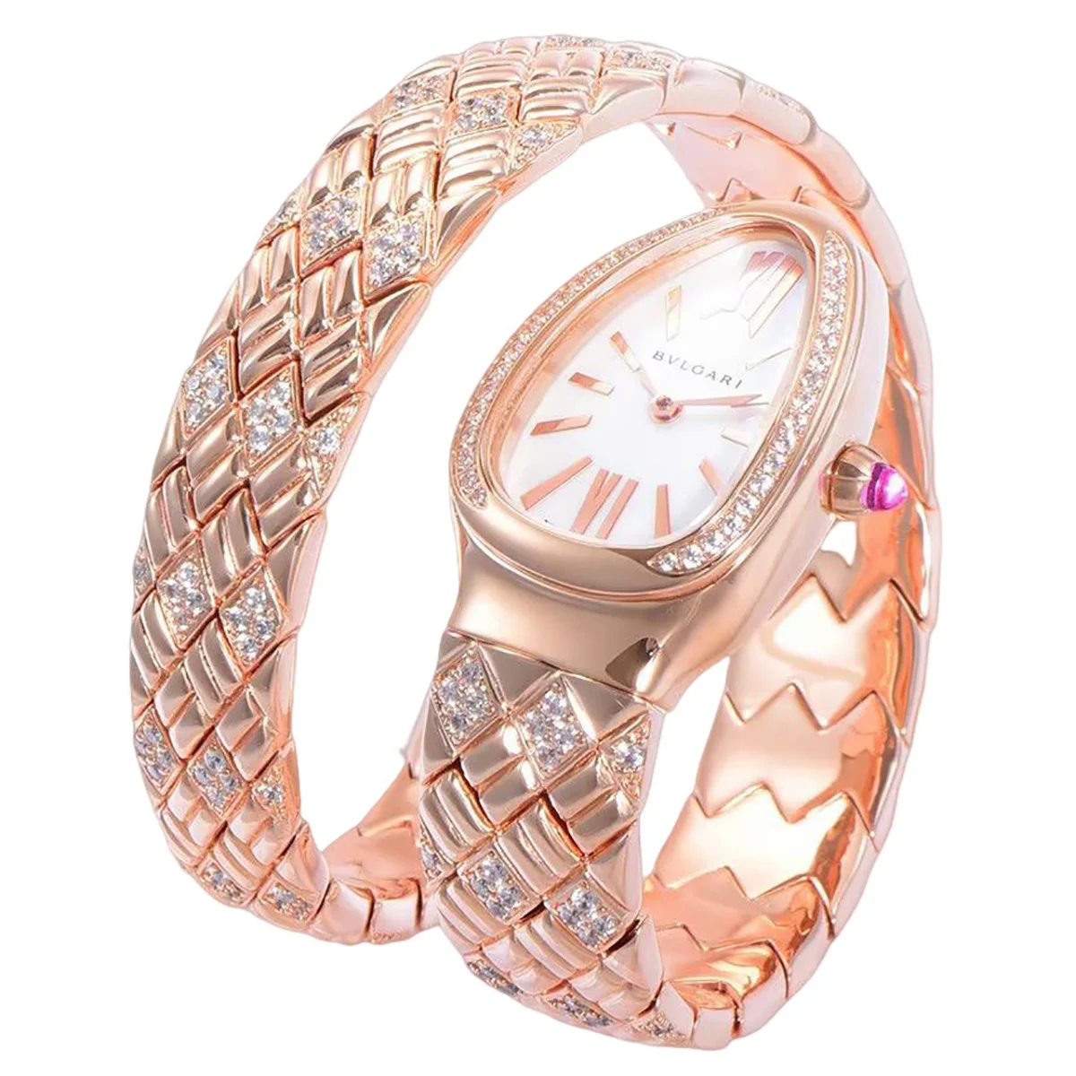 Serpenti Seduttori Watch White Dial in Rose Gold with Diamonds