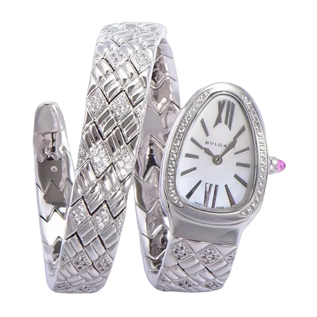 Serpenti Seduttori Watch White Dial in Steel with Diamonds