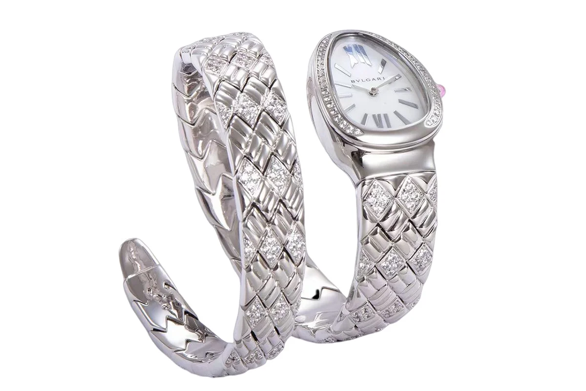 Serpenti Seduttori Watch White Dial in Steel with Diamonds