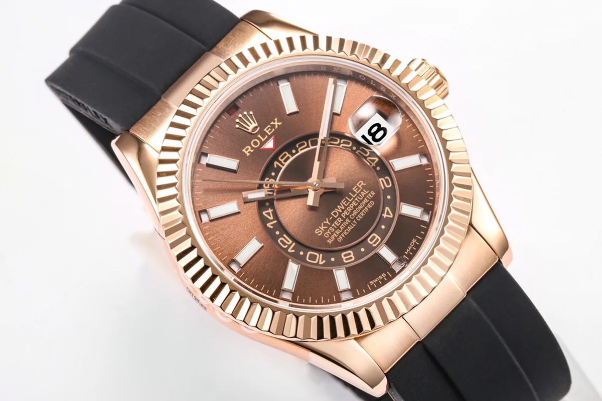 Sky-Dweller 336235 Chocolate Dial in Everose Gold on Rubber Strap