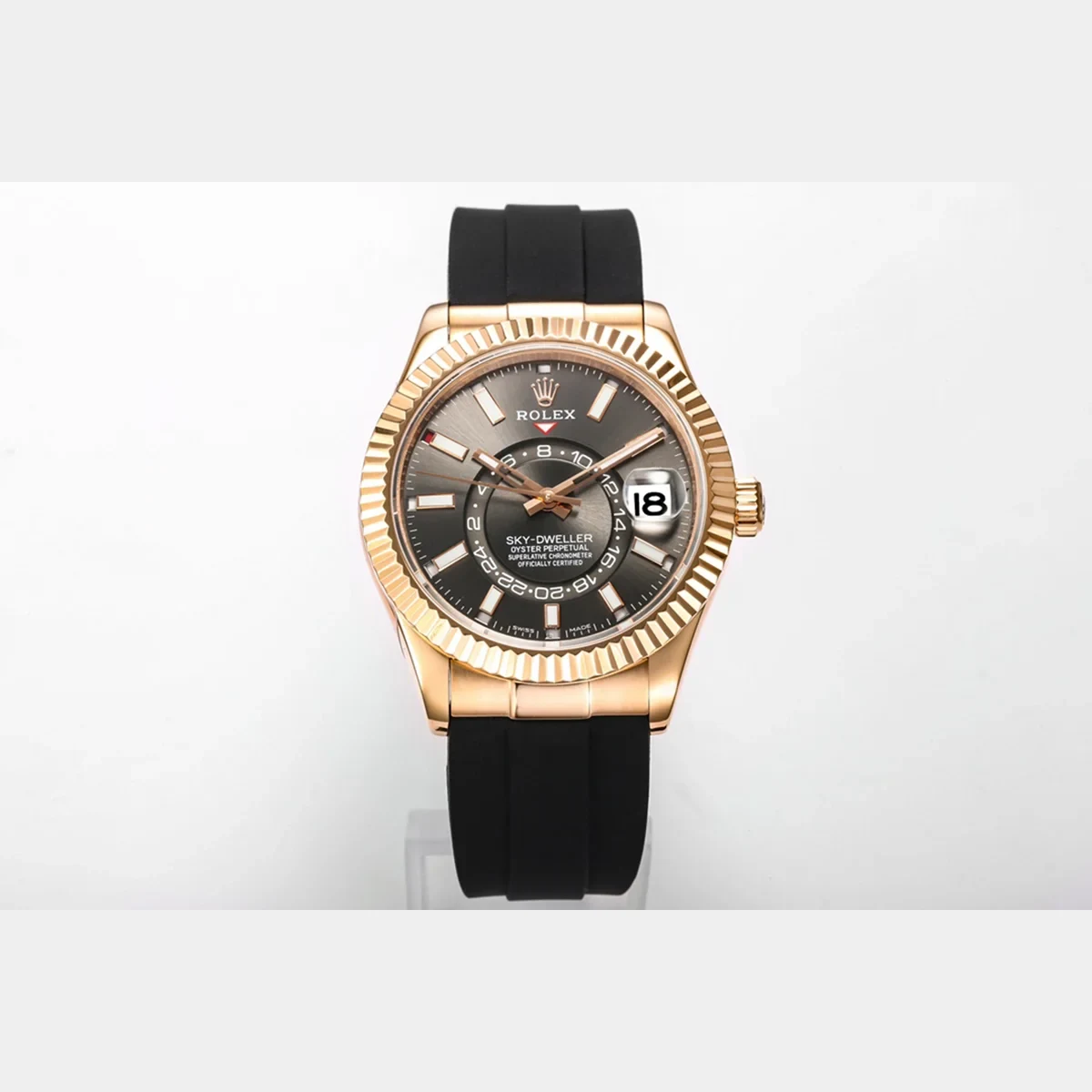 Sky-Dweller 336235 Slate Dial in Everose Gold on Rubber Strap