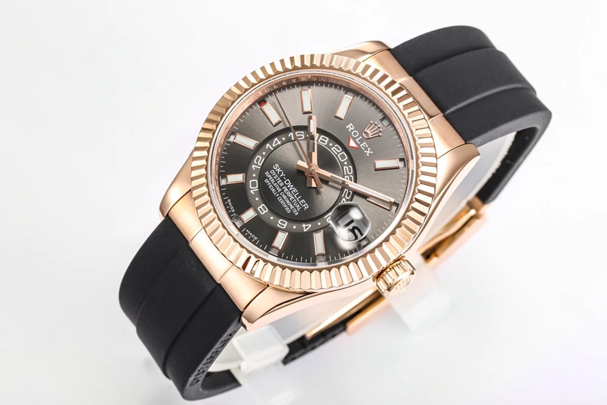 Sky-Dweller 336235 Slate Dial in Everose Gold on Rubber Strap
