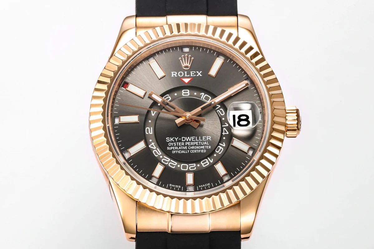 Sky-Dweller 336235 Slate Dial in Everose Gold on Rubber Strap