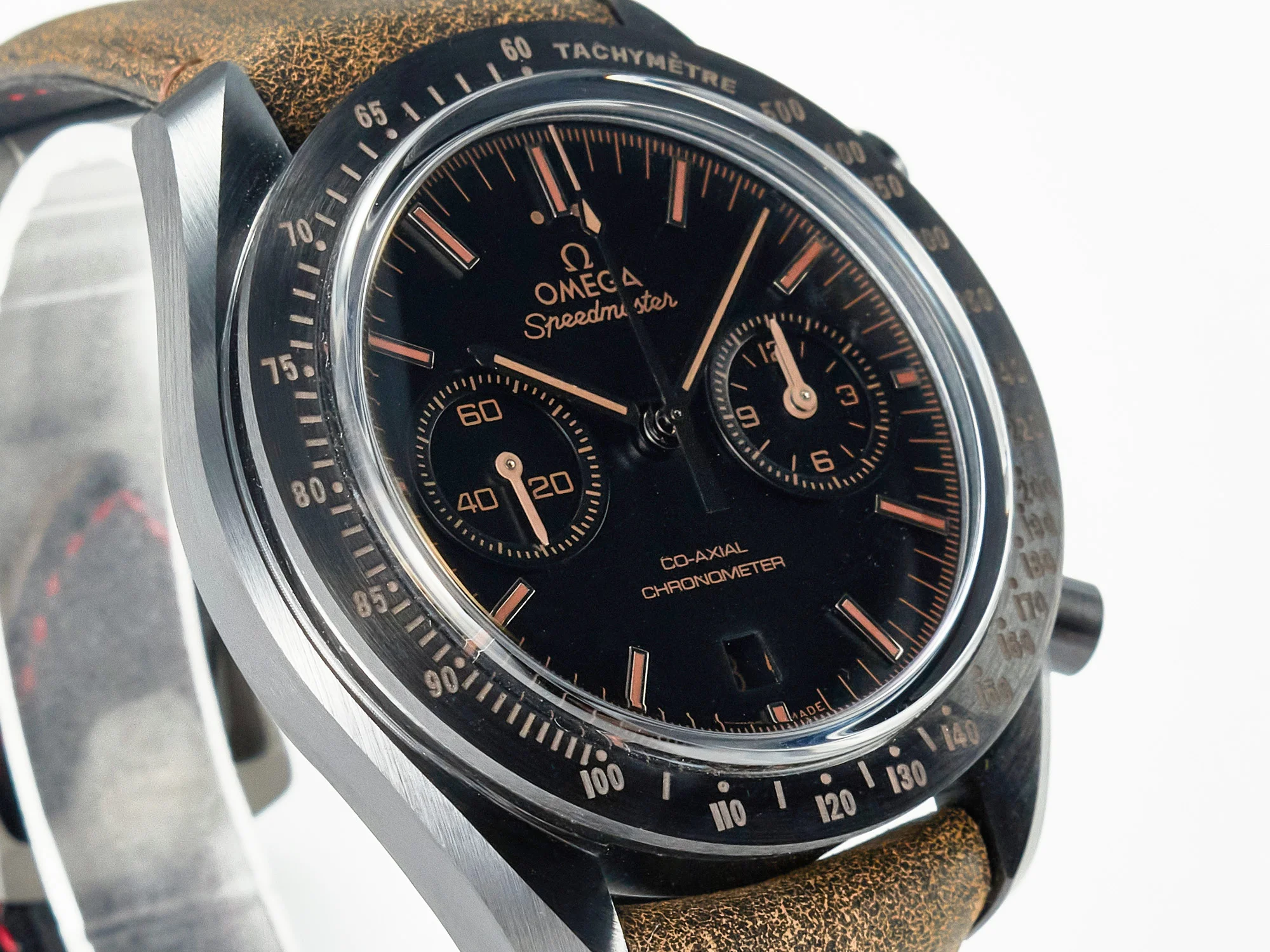 Speedmaster “Dark Side of The Moon” Real Ceramic N1F 1:1 Best Edition Vintage Black on Brown Leather Strap A9300
