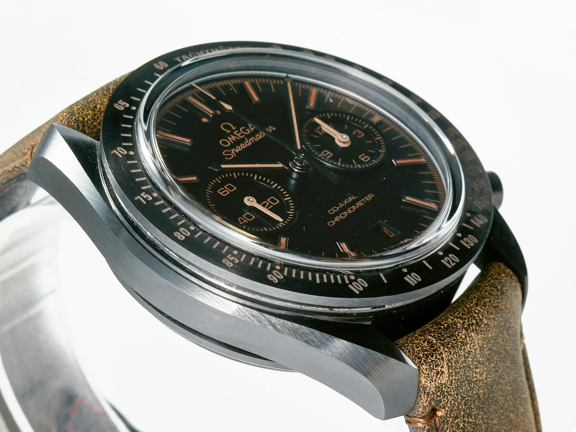 Speedmaster “Dark Side of The Moon” Real Ceramic N1F 1:1 Best Edition Vintage Black on Brown Leather Strap A9300