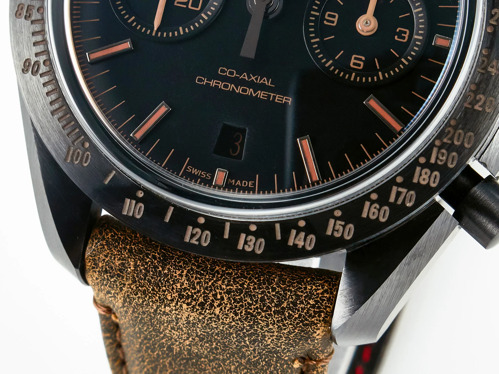 Speedmaster “Dark Side of The Moon” Real Ceramic N1F 1:1 Best Edition Vintage Black on Brown Leather Strap A9300