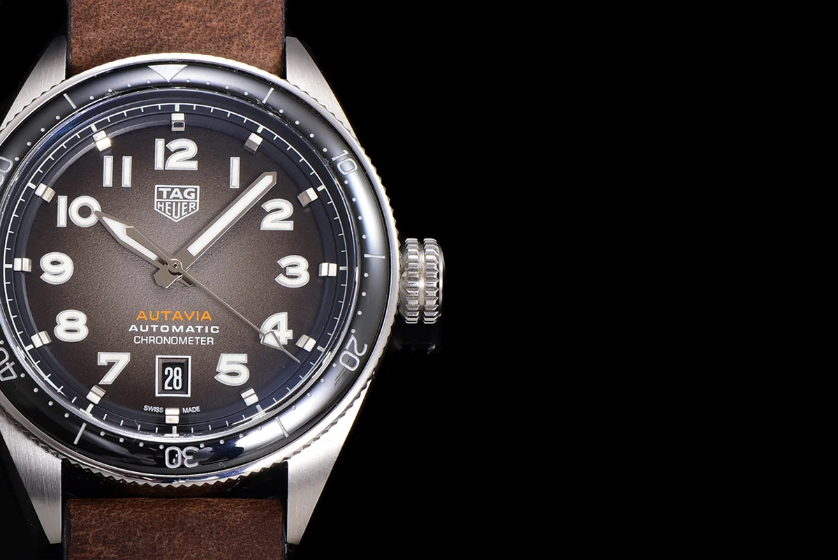 Tag Heuer Autavia Caliber 5 Black Dial with Black Ceramic Bezel on LeatherStrap