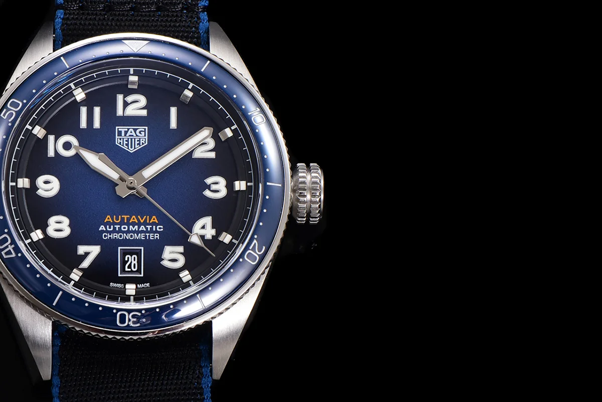 Tag Heuer Autavia Caliber 5 Blue Dial with Blue Ceramic Bezel on Nylon Strap
