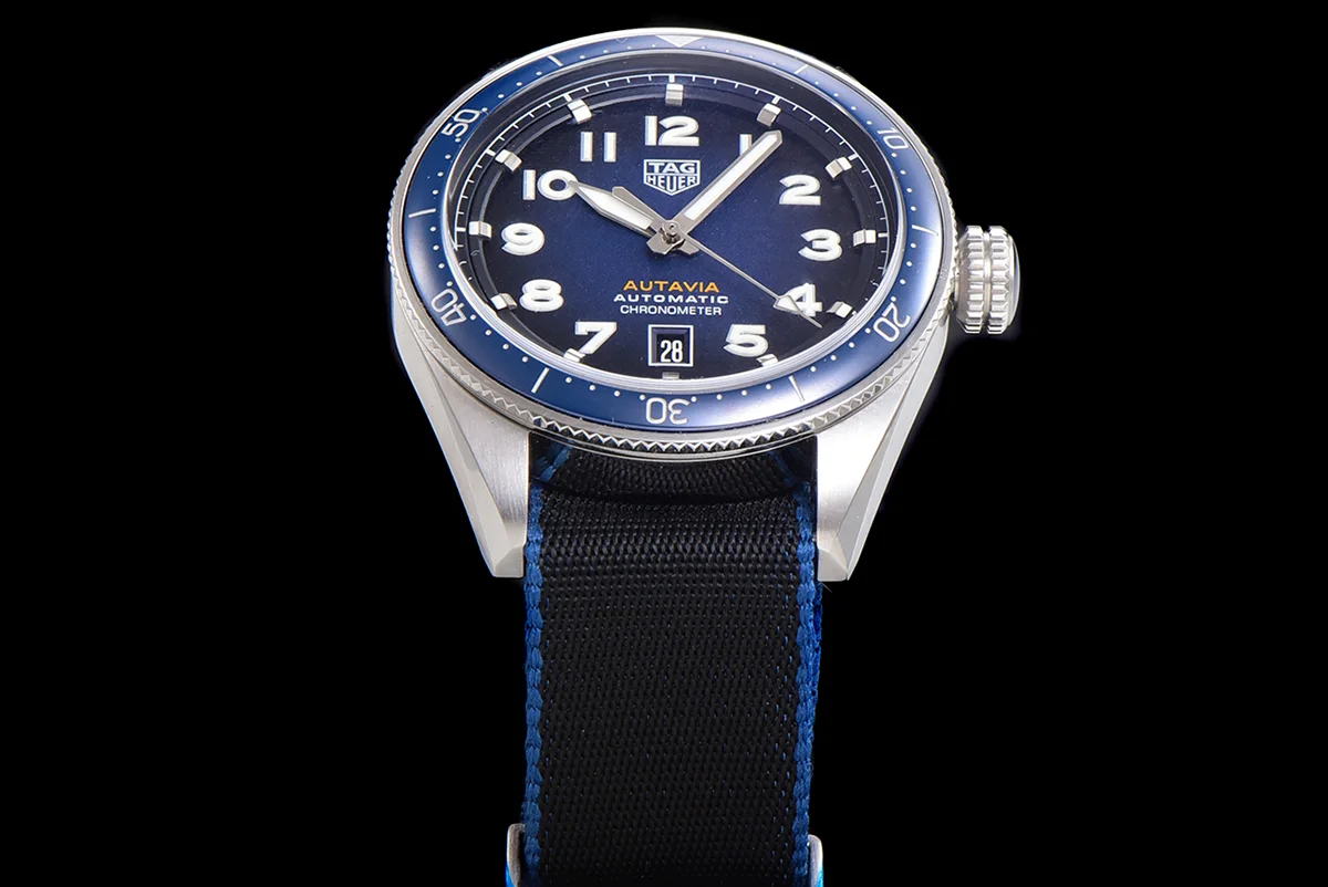 Tag Heuer Autavia Caliber 5 Blue Dial with Blue Ceramic Bezel on Nylon Strap