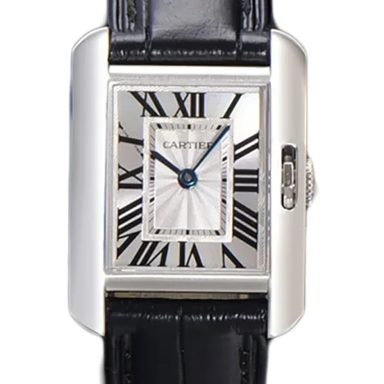 Tank Anglaise 30.2mm White Dial in Steel on Leather Strap