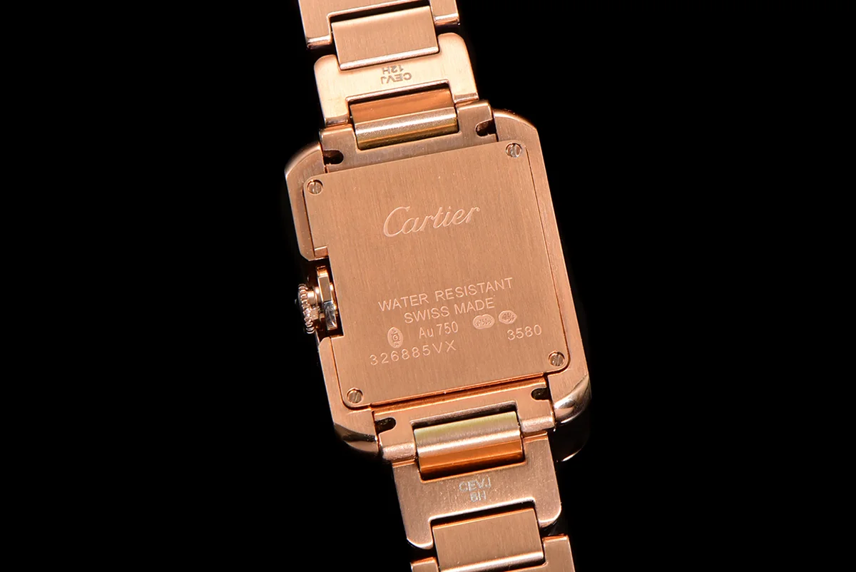 Tank Anglaise 30.2mm White Dial with Diamond Bezel in Rose Gold