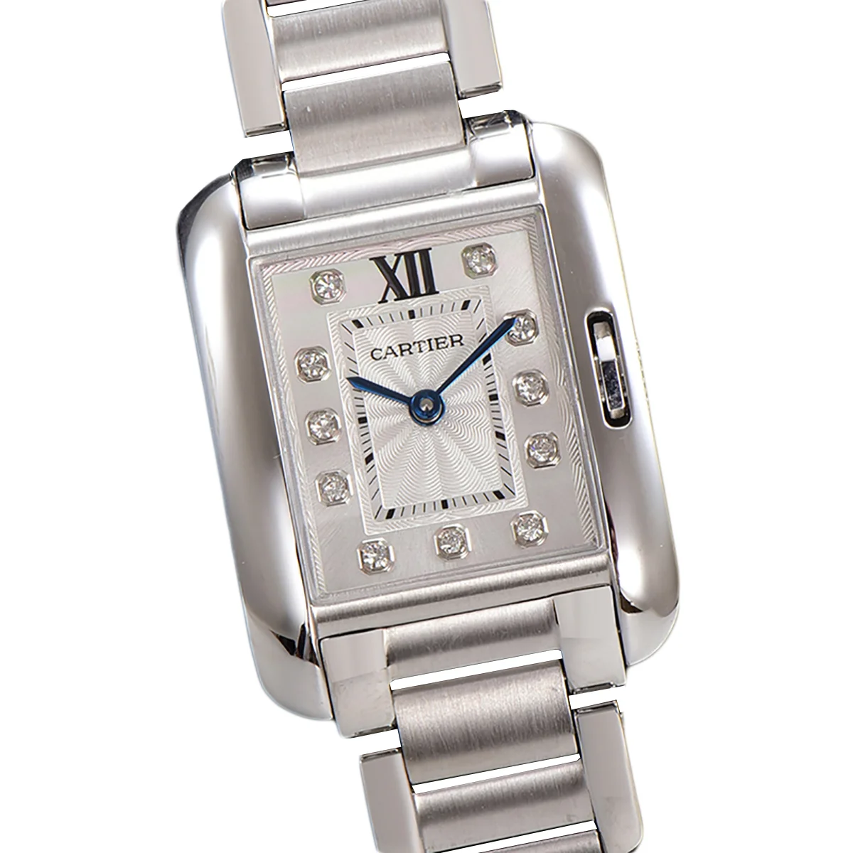 Tank Anglaise 30.2mm White Dial with Diamond Marker in Steel