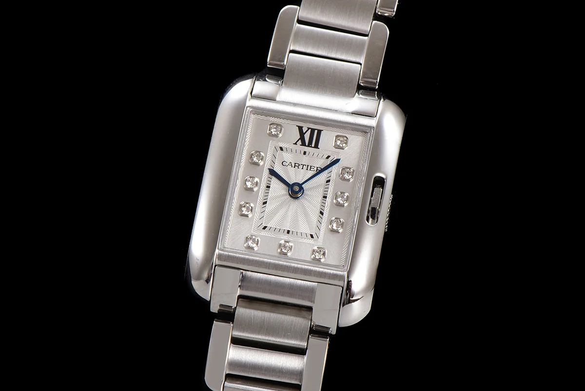 Tank Anglaise 30.2mm White Dial with Diamond Marker in Steel