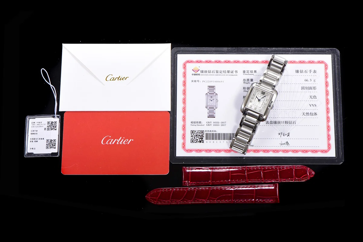 Tank Anglaise 30.2mm White Dial with Diamond Marker in Steel