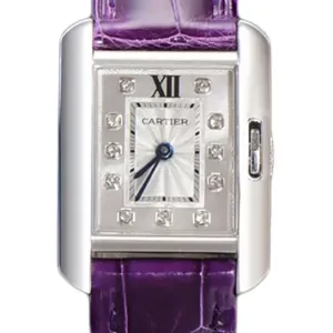 Tank Anglaise 30.2mm White Dial with Diamond Marker in Steel on Leather Strap