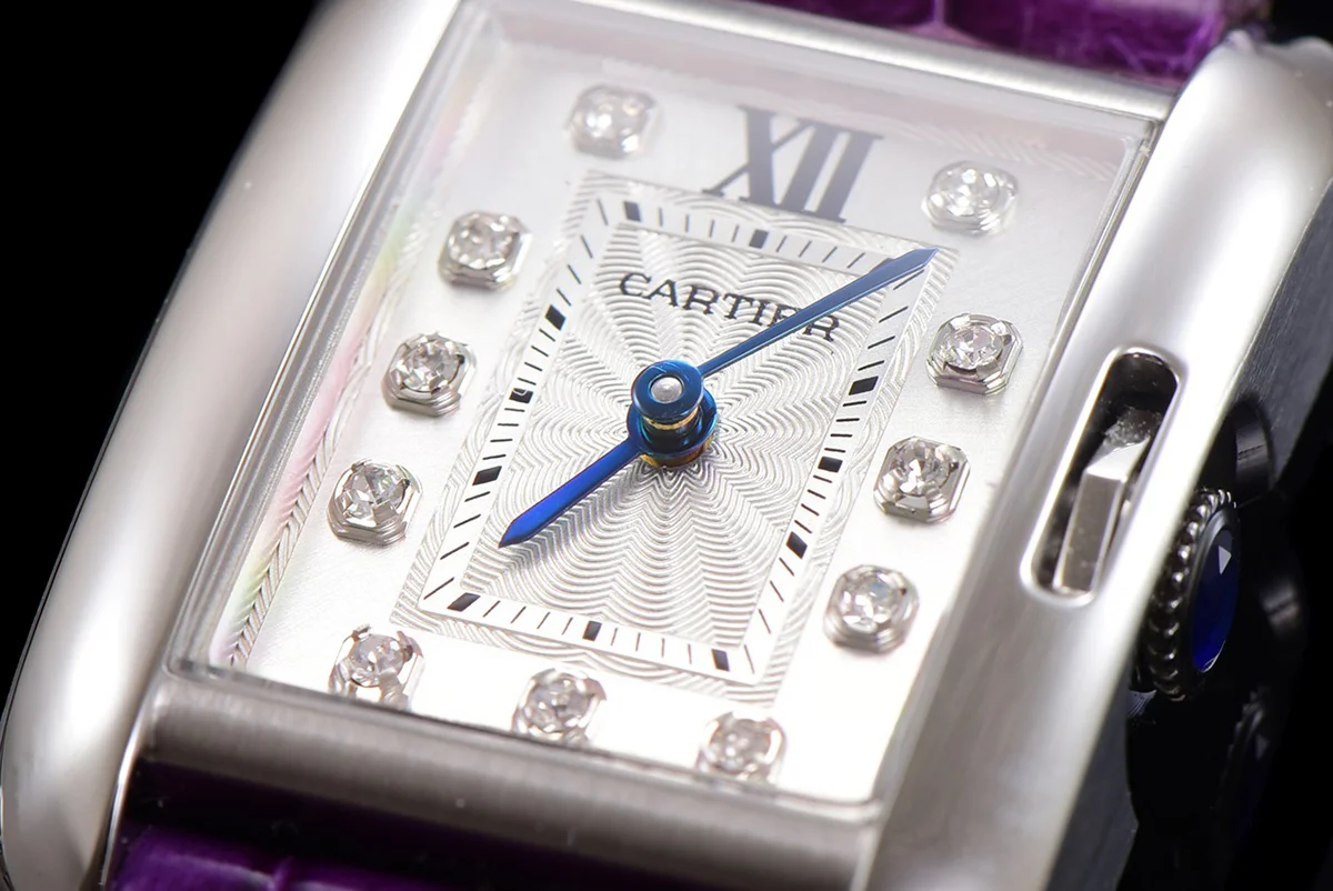 Tank Anglaise 30.2mm White Dial with Diamond Marker in Steel on Leather Strap