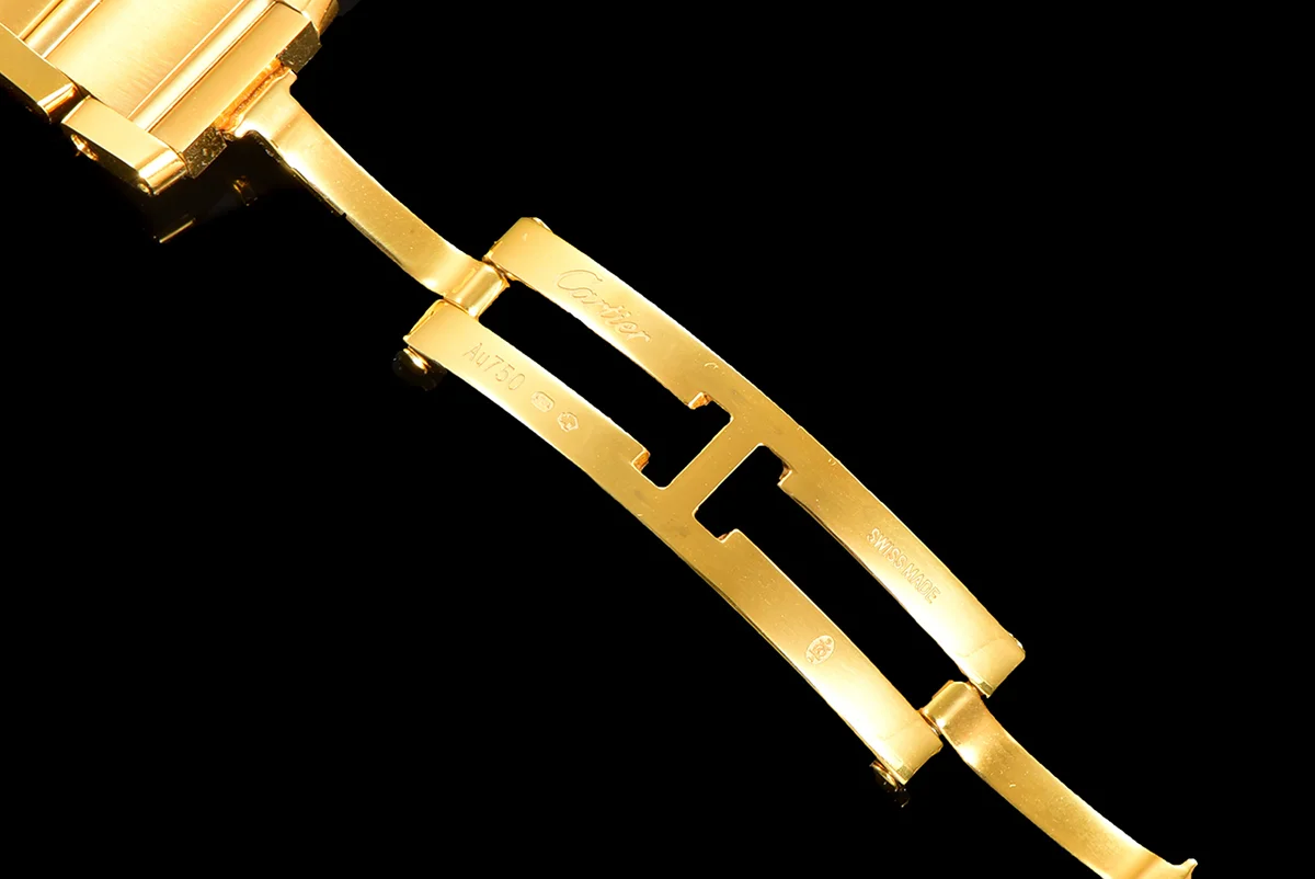Tank Francaise Watch Small Yellow Gold with Diamond Bezel